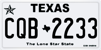 TX license plate CQB2233