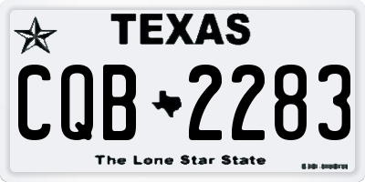 TX license plate CQB2283