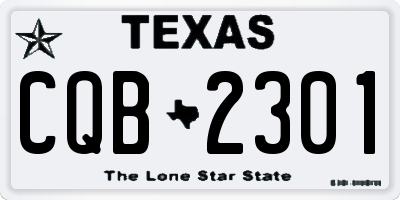 TX license plate CQB2301