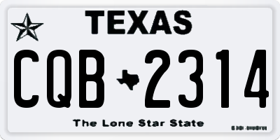 TX license plate CQB2314
