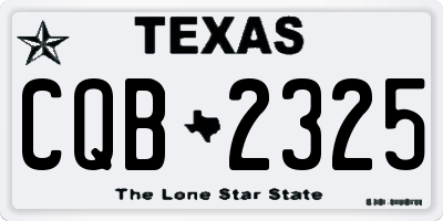 TX license plate CQB2325