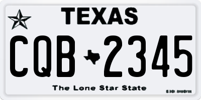 TX license plate CQB2345