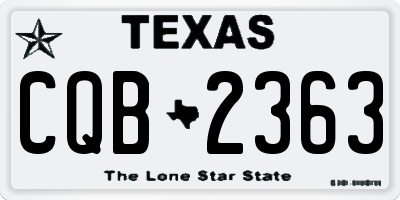 TX license plate CQB2363