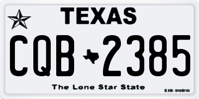 TX license plate CQB2385