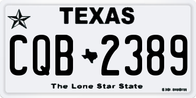 TX license plate CQB2389