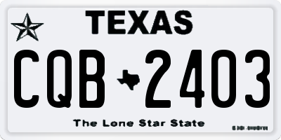 TX license plate CQB2403