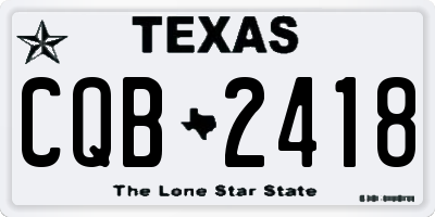 TX license plate CQB2418