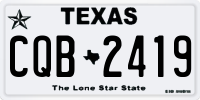 TX license plate CQB2419
