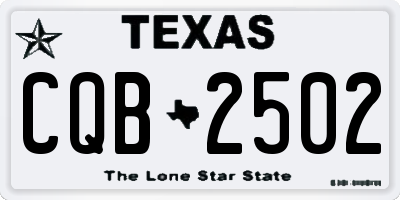 TX license plate CQB2502