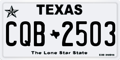 TX license plate CQB2503