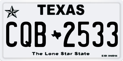 TX license plate CQB2533