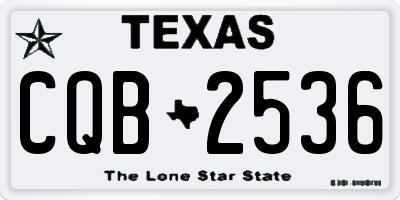 TX license plate CQB2536