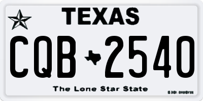 TX license plate CQB2540