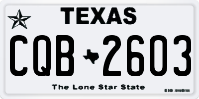 TX license plate CQB2603
