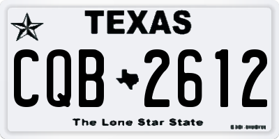 TX license plate CQB2612