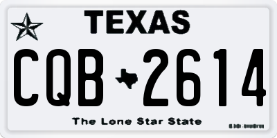 TX license plate CQB2614