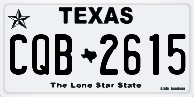 TX license plate CQB2615