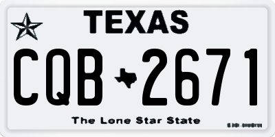 TX license plate CQB2671
