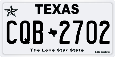 TX license plate CQB2702