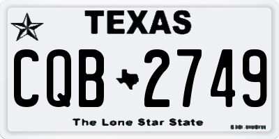 TX license plate CQB2749