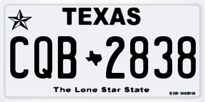 TX license plate CQB2838