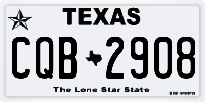 TX license plate CQB2908