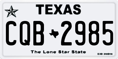 TX license plate CQB2985