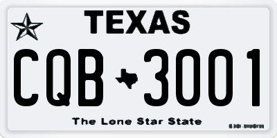 TX license plate CQB3001