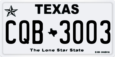 TX license plate CQB3003