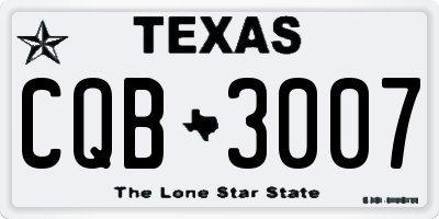 TX license plate CQB3007