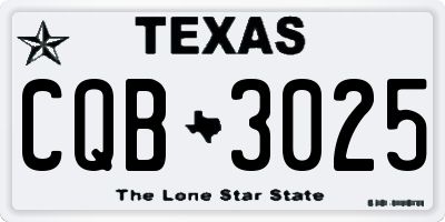 TX license plate CQB3025