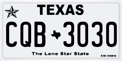 TX license plate CQB3030