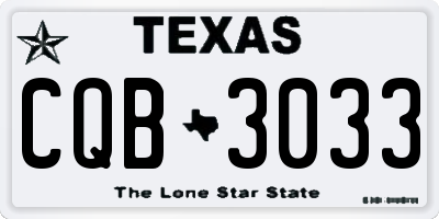TX license plate CQB3033