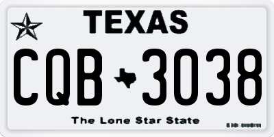 TX license plate CQB3038