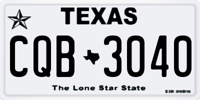 TX license plate CQB3040