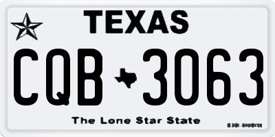 TX license plate CQB3063