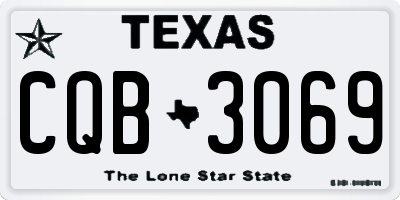 TX license plate CQB3069
