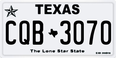 TX license plate CQB3070