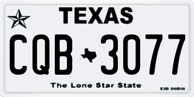 TX license plate CQB3077