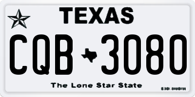 TX license plate CQB3080