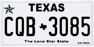 TX license plate CQB3085