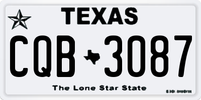 TX license plate CQB3087