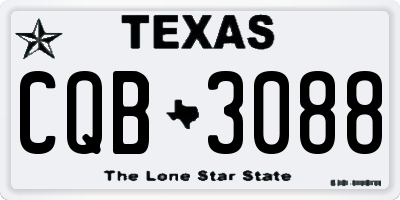 TX license plate CQB3088