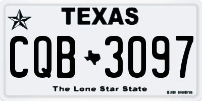 TX license plate CQB3097