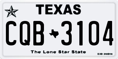 TX license plate CQB3104