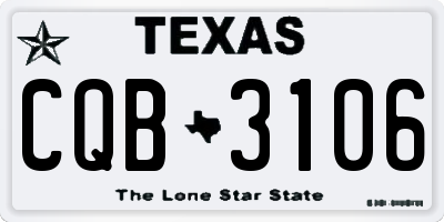 TX license plate CQB3106