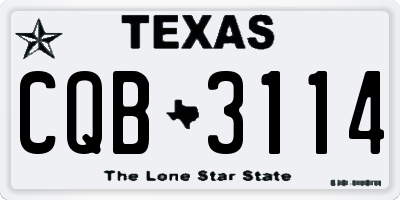 TX license plate CQB3114