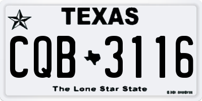TX license plate CQB3116