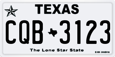 TX license plate CQB3123