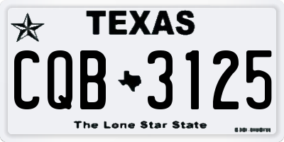 TX license plate CQB3125